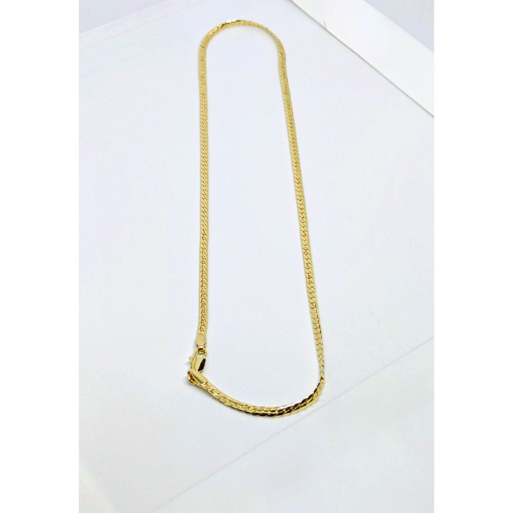 Unisex 14K Gold Filled Herringbone Flat Franco Style 18 inch chain